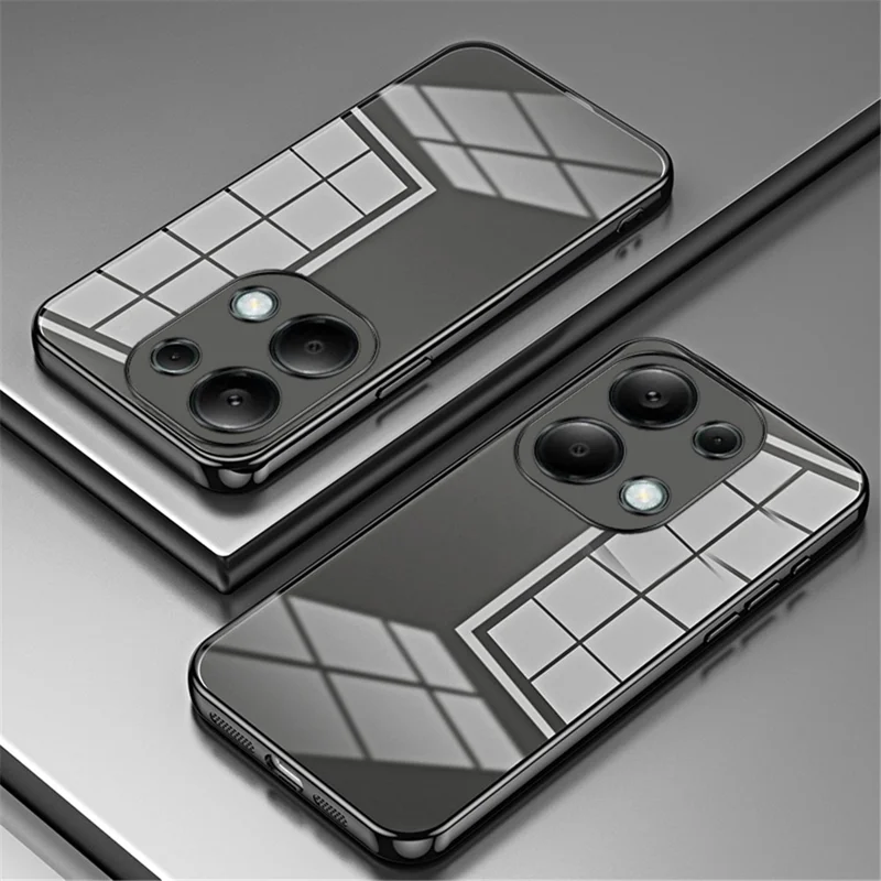 For Xiaomi Redmi Note 13 Pro 4G / Poco M6 Pro 4G Electroplating TPU Cover Cell Phone Case - Black