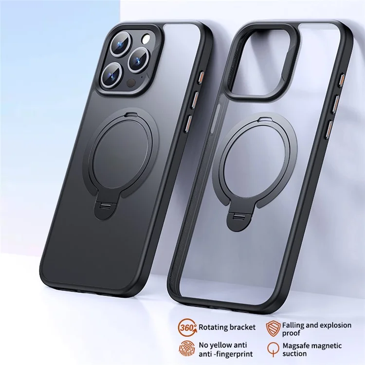 Pour iPhone 12 Pro Max Kickstand Phone Case TPU+PC Phone Back Cover Compatible with MagSafe - Noir