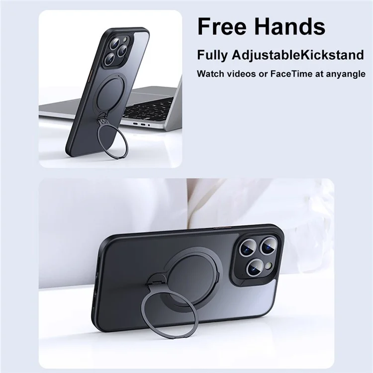 Pour iPhone 12 Pro Max Kickstand Phone Case TPU+PC Phone Back Cover Compatible with MagSafe - Noir