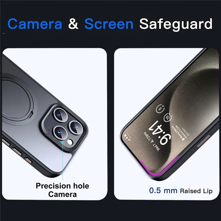 Pour iPhone 12 Pro Max Kickstand Phone Case TPU+PC Phone Back Cover Compatible with MagSafe - Noir