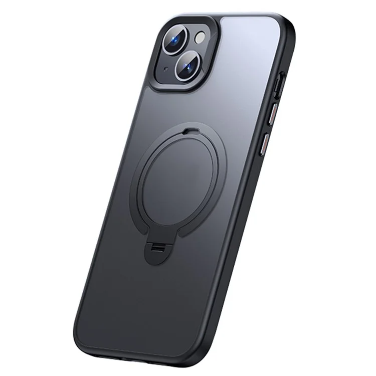 Magnetic Phone Case for iPhone 13 / 14 TPU+PC Phone Cover Kickstand Shell Compatible with MagSafe - Black
