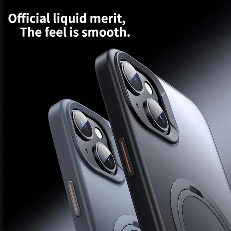 Magnetic Phone Case for iPhone 13 / 14 TPU+PC Phone Cover Kickstand Shell Compatible with MagSafe - Black