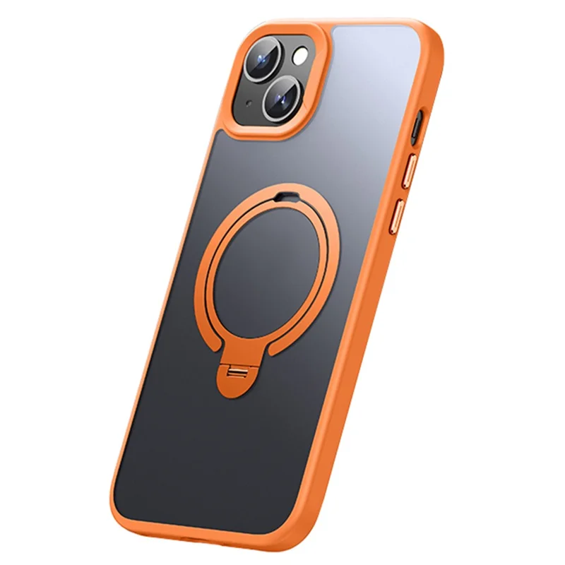 Magnetic Phone Case for iPhone 13 / 14 TPU+PC Phone Cover Kickstand Shell Compatible with MagSafe - Orange