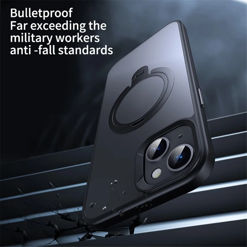 Magnetic Phone Case for iPhone 13 / 14 TPU+PC Phone Cover Kickstand Shell Compatible with MagSafe - Orange