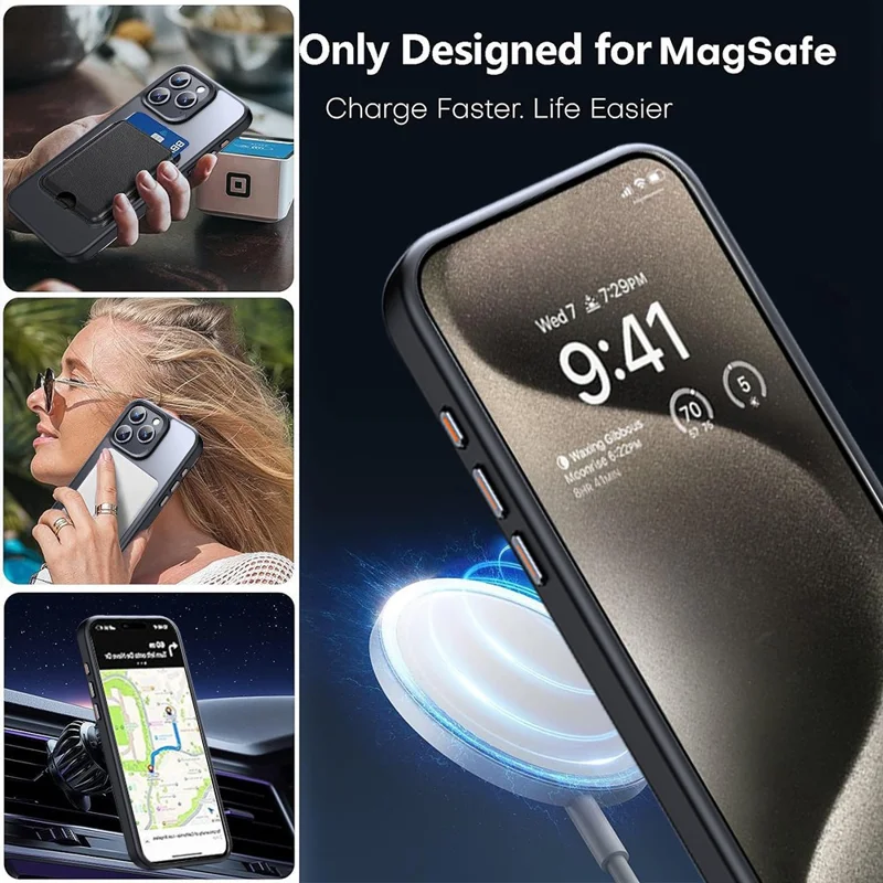 For iPhone 13 Pro Max Case Kickstand Anti-Scratch TPU+PC Phone Cover Compatible with MagSafe - Grey