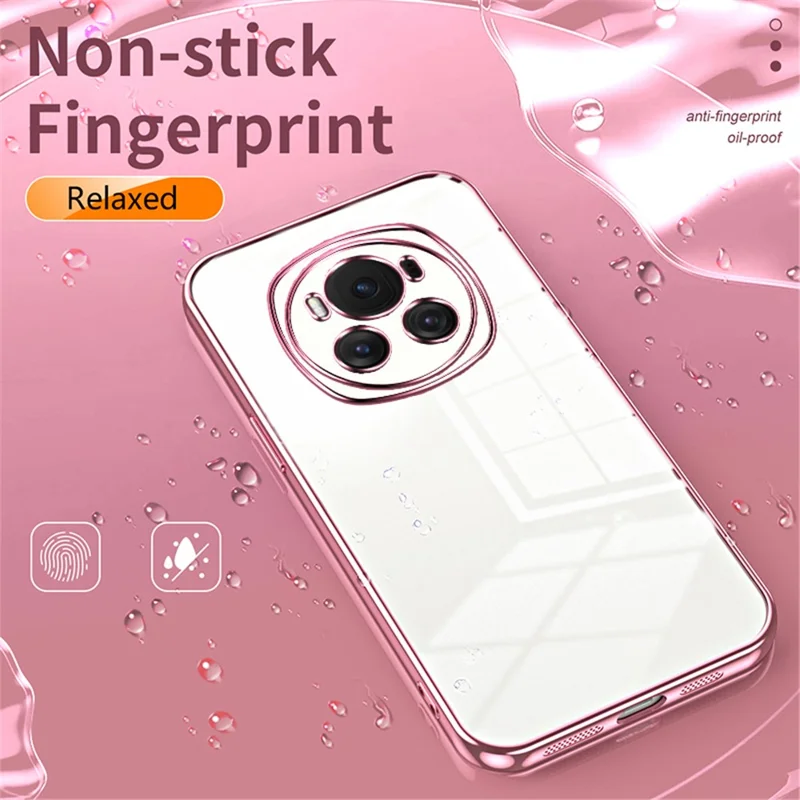 Back Shell for Honor Magic6 5G , Electroplating Soft TPU Cell Phone Case - Pink