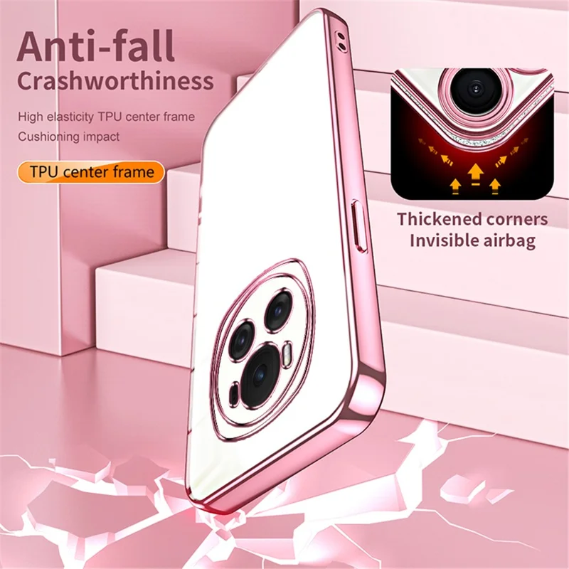 Back Shell for Honor Magic6 5G , Electroplating Soft TPU Cell Phone Case - Pink