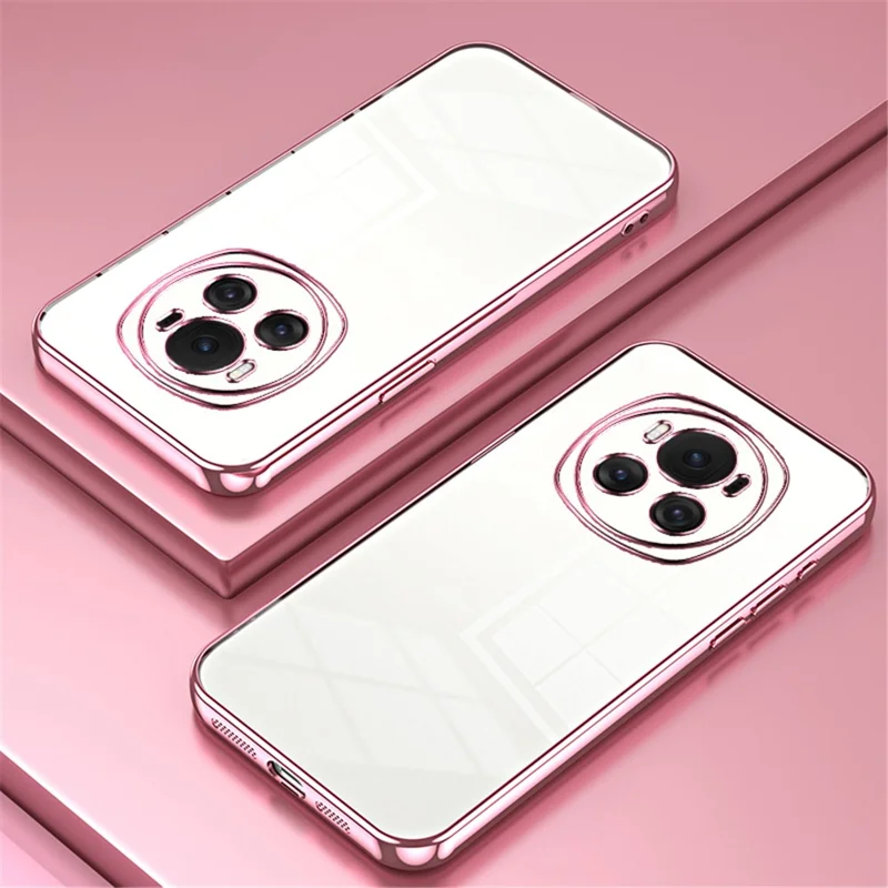 Back Shell for Honor Magic6 5G , Electroplating Soft TPU Cell Phone Case - Pink