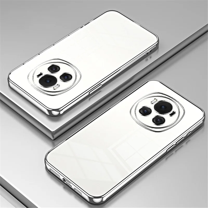 Back Shell for Honor Magic6 5G , Electroplating Soft TPU Cell Phone Case - Silver