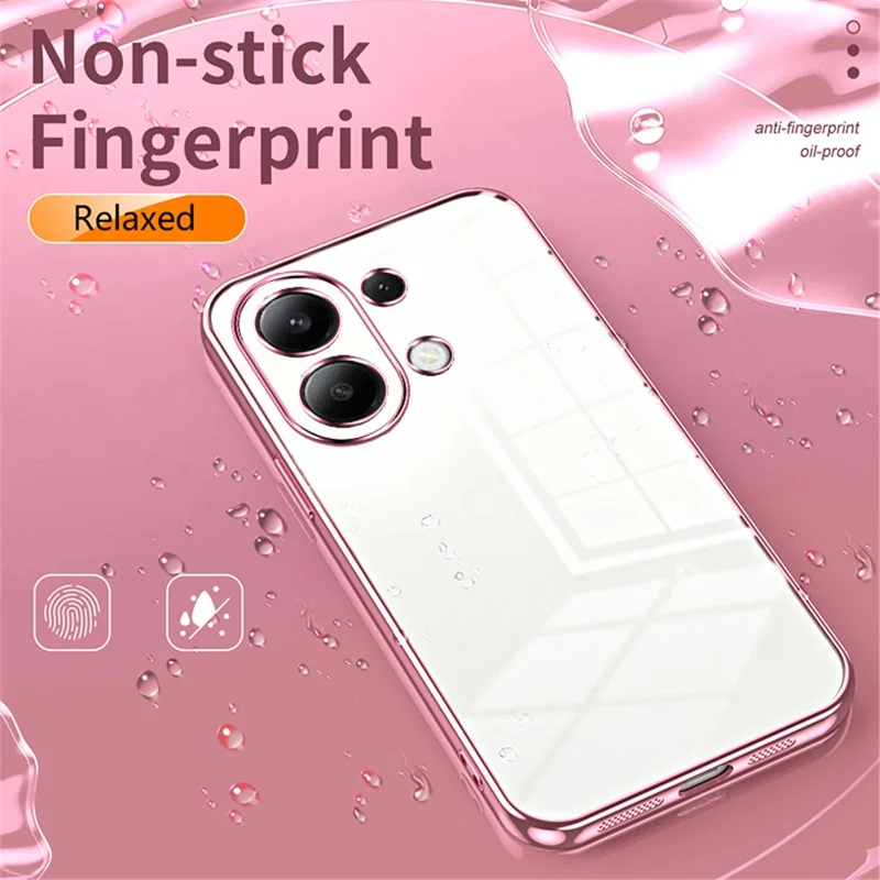 Back Shell for Xiaomi Redmi Note 13 4G Anti-fingerprint Electroplating TPU Cell Phone Case - Silver