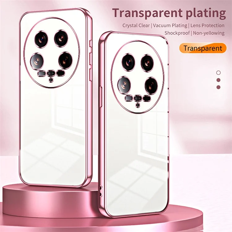 Para Xiaomi 14 Ultra Electroplating TPU Cover Fingerprint Free Cell Phone Case - Pink