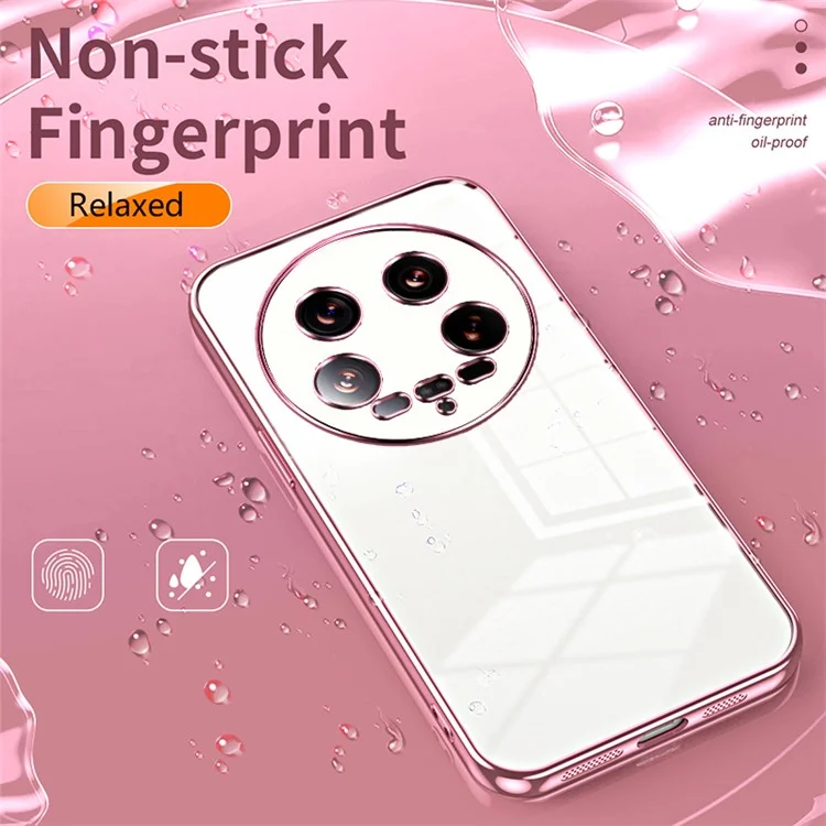 Para Xiaomi 14 Ultra Electroplating TPU Cover Fingerprint Free Cell Phone Case - Pink