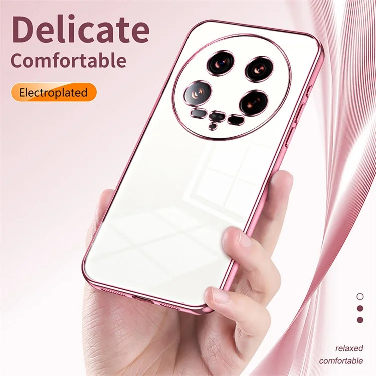 Para Xiaomi 14 Ultra Electroplating TPU Cover Fingerprint Free Cell Phone Case - Pink
