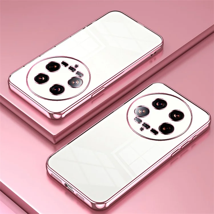Para Xiaomi 14 Ultra Electroplating TPU Cover Fingerprint Free Cell Phone Case - Pink