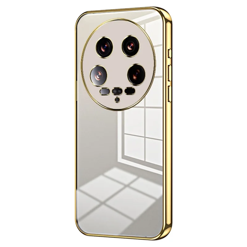 For Xiaomi 14 Ultra Electroplating TPU Cover Fingerprint Free Cell Phone Case - Gold