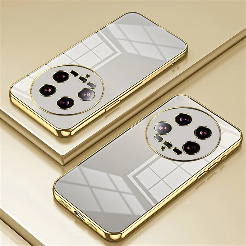 For Xiaomi 14 Ultra Electroplating TPU Cover Fingerprint Free Cell Phone Case - Gold