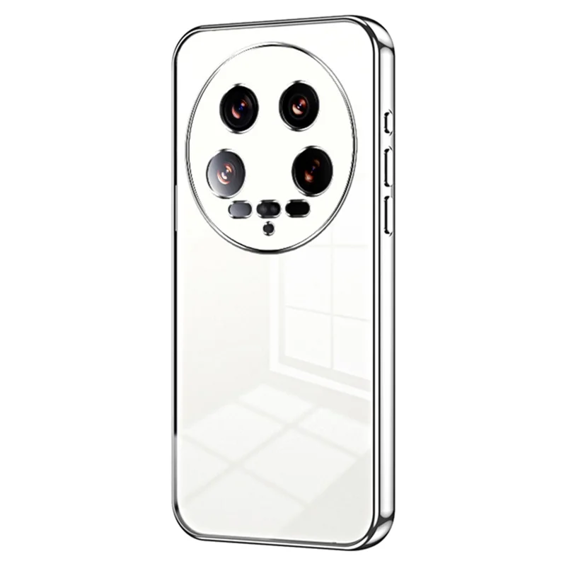 For Xiaomi 14 Ultra Electroplating TPU Cover Fingerprint Free Cell Phone Case - Silver