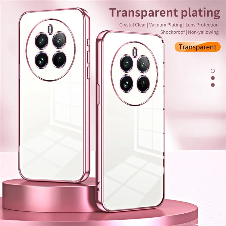For Realme 12 Pro 5G / 12 Pro+ 5G TPU Anti-fall Cover Electroplating Mobile Phone Case - Pink