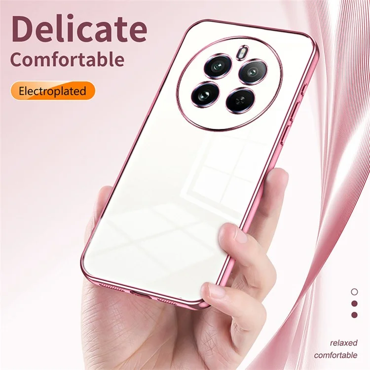 For Realme 12 Pro 5G / 12 Pro+ 5G TPU Anti-fall Cover Electroplating Mobile Phone Case - Pink