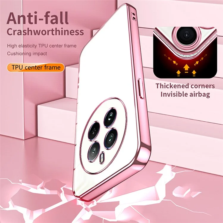 For Realme 12 Pro 5G / 12 Pro+ 5G TPU Anti-fall Cover Electroplating Mobile Phone Case - Pink