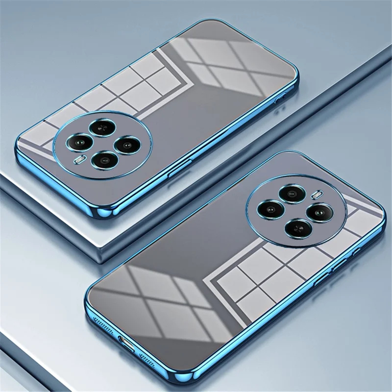 For Realme 12 4G / 12+ 5G Cell Phone Cases Flexible TPU Electroplating Phone Protector - Blue