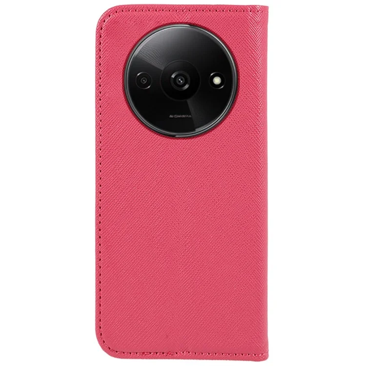 Pour Xiaomi Redmi A3 4G / Poco C61 4G Étui en Cuir PU Portefeuille Étui Protecteur de Téléphone Texture Croisée - Rose