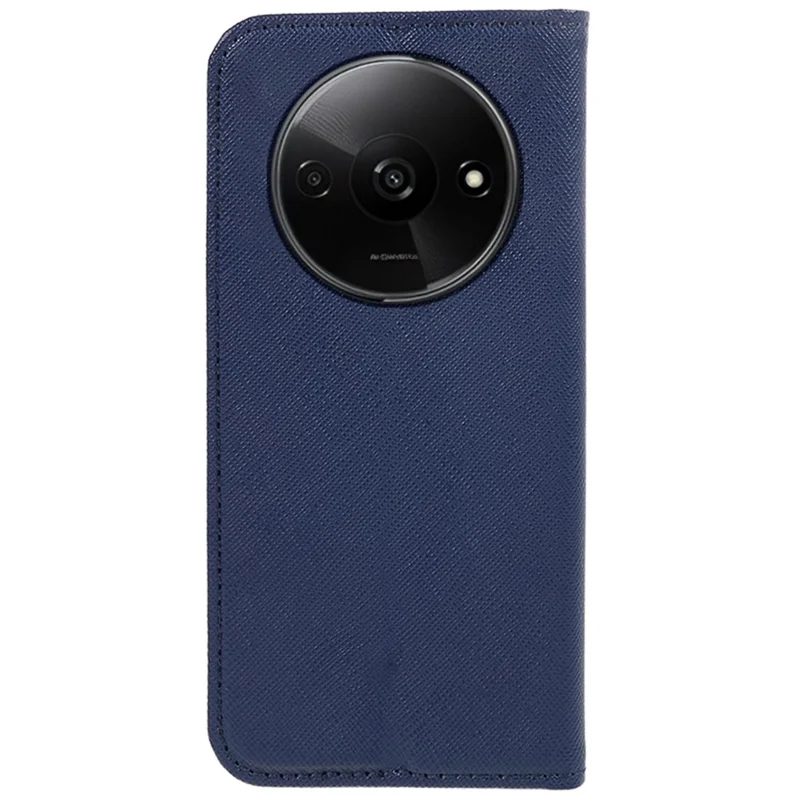 For Xiaomi Redmi A3 4G / Poco C61 4G Case PU Leather Wallet Protective Phone Cover Cross Texture - Dark Blue