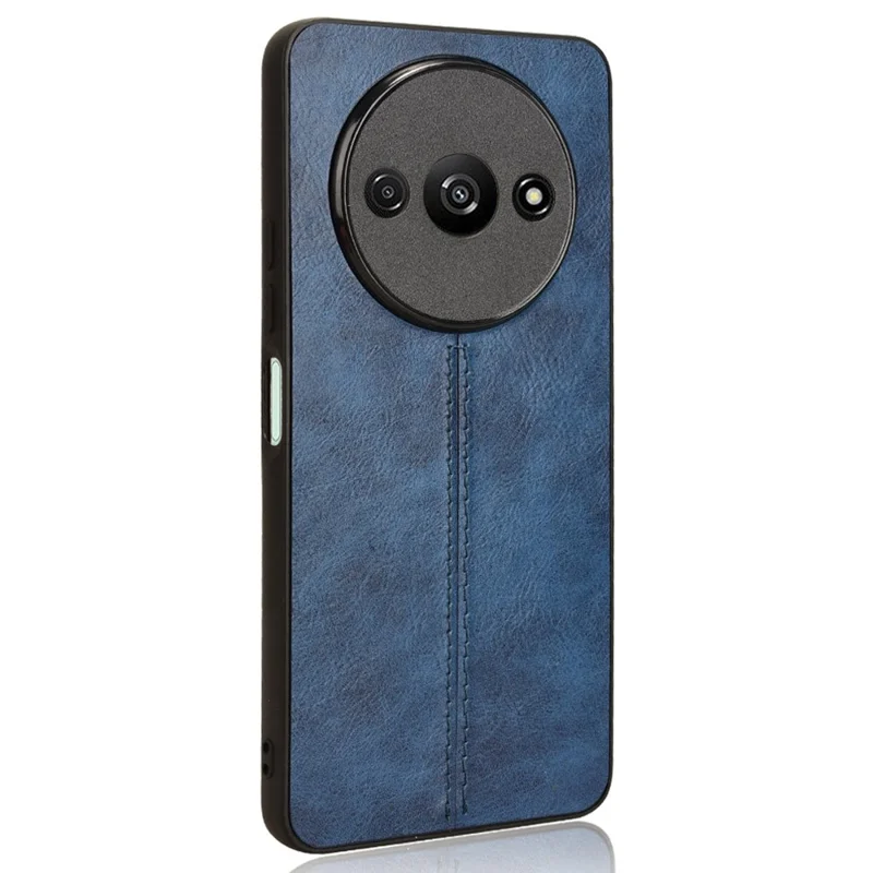 For Xiaomi Redmi A3 / Poco C61 4G Cell Phone Case Stitching Line Design Leather Coated TPU+PC Cover - Blue