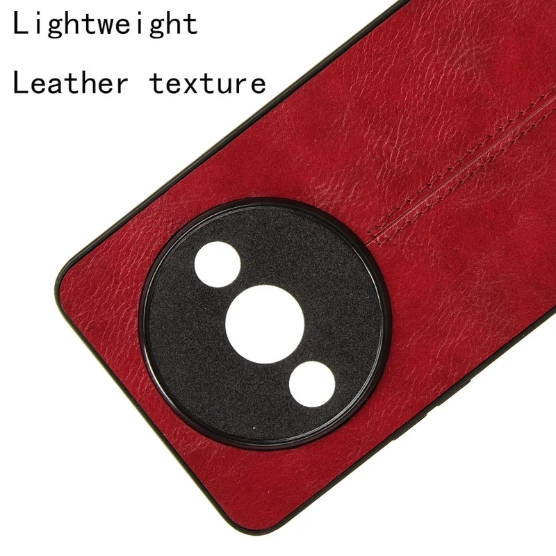 For Xiaomi Redmi A3 / Poco C61 4G Cell Phone Case Stitching Line Design Leather Coated TPU+PC Cover - Red