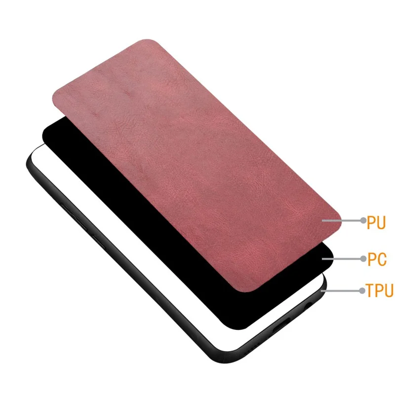 For Xiaomi Redmi A3 / Poco C61 4G Cell Phone Case Stitching Line Design Leather Coated TPU+PC Cover - Red