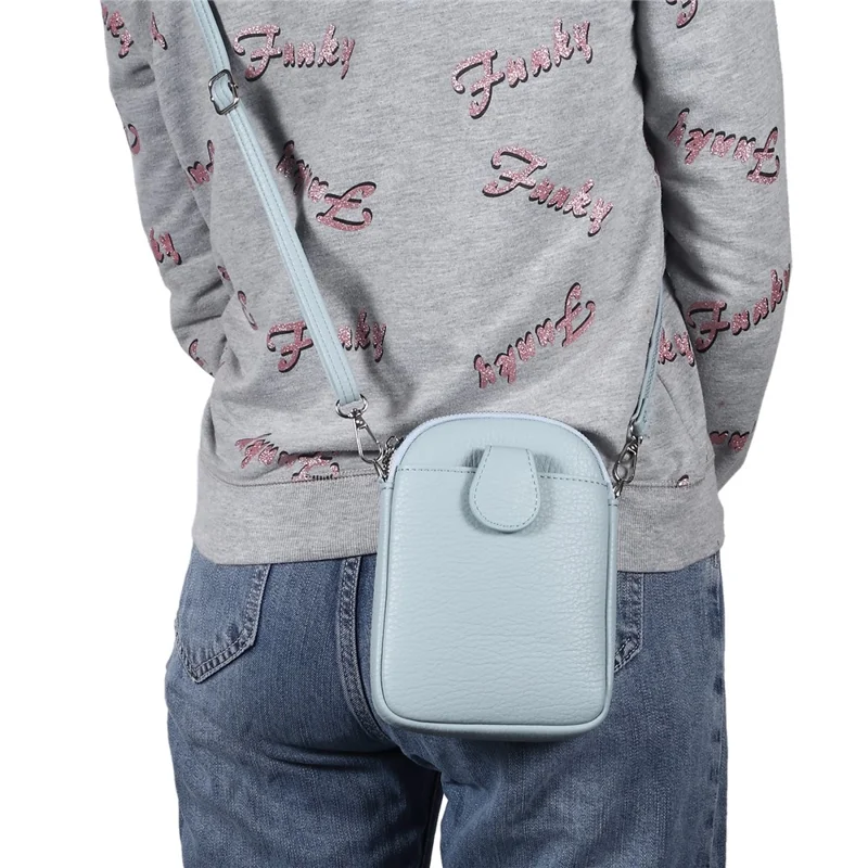 5.5 / 6.9 / 7.2 inch Leather Crossbody Bag Cell Phone Wallet Bag with Shoulder Strap for iPhone 17 Pro Max / 16 Pro Max / Samsung Galaxy S26 Ultra / S25 Ultra - Baby Blue