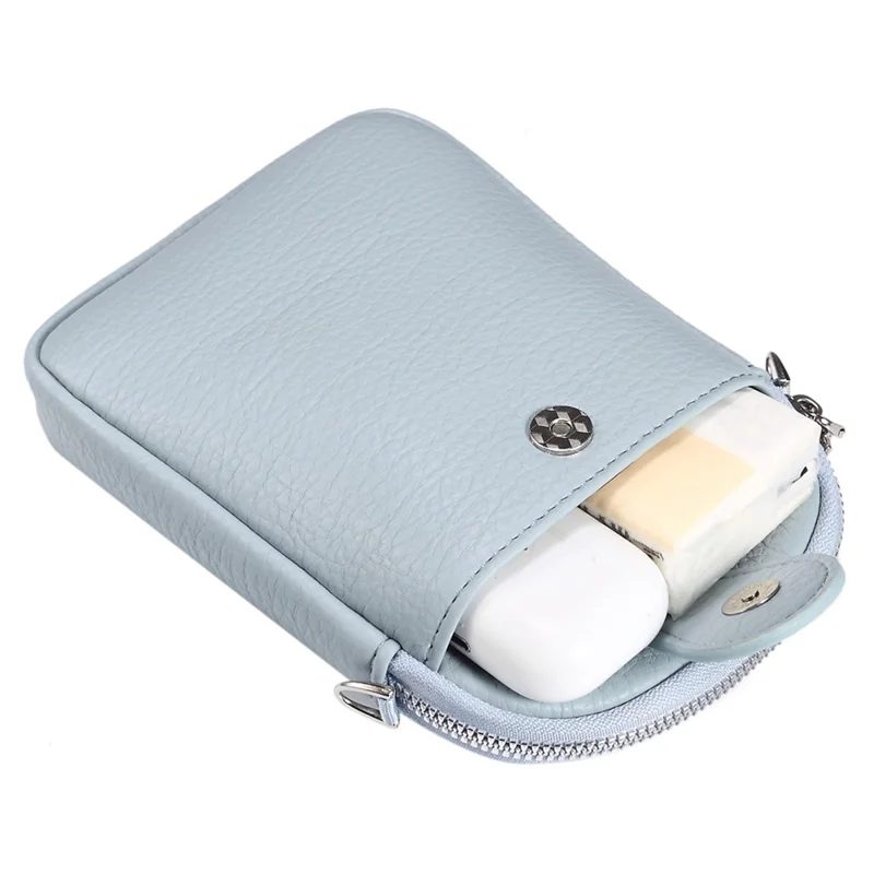 5.5 / 6.9 / 7.2 inch Leather Crossbody Bag Cell Phone Wallet Bag with Shoulder Strap for iPhone 17 Pro Max / 16 Pro Max / Samsung Galaxy S26 Ultra / S25 Ultra - Baby Blue
