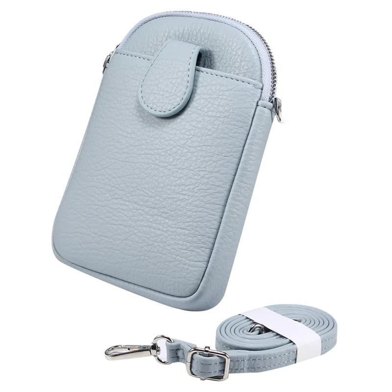 5.5 / 6.9 / 7.2 inch Leather Crossbody Bag Cell Phone Wallet Bag with Shoulder Strap for iPhone 17 Pro Max / 16 Pro Max / Samsung Galaxy S26 Ultra / S25 Ultra - Baby Blue