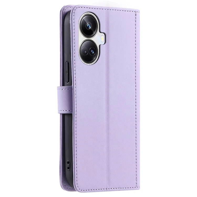 Pour Realme 10 Pro+ 5G Crossbody Lanyard Case PU Leather Rhombus Grid Phone Cover Purse - Violet