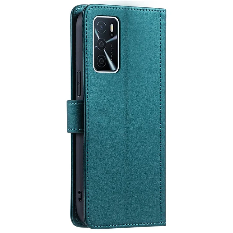 Étui portefeuille pour Oppo A16 / A16s / A55 / A55 5G / A54 4G / A54s / A56 5G / Realme V11 5G, étui de téléphone en cuir à support de carte à motif rhomboïdal - Vert