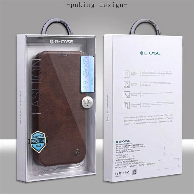 Serie G-case Zhenzhi Para Iphone 15 Pro Max PU Case de Cuero Magnetic Magnetable Cubierta de Teléfono 2 en 1 - Gris