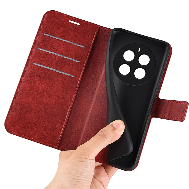 For Realme 12 Pro 5G / 12 Pro+ 5G Wallet Case Magnetic Closure PU Leather Phone Cover - Red