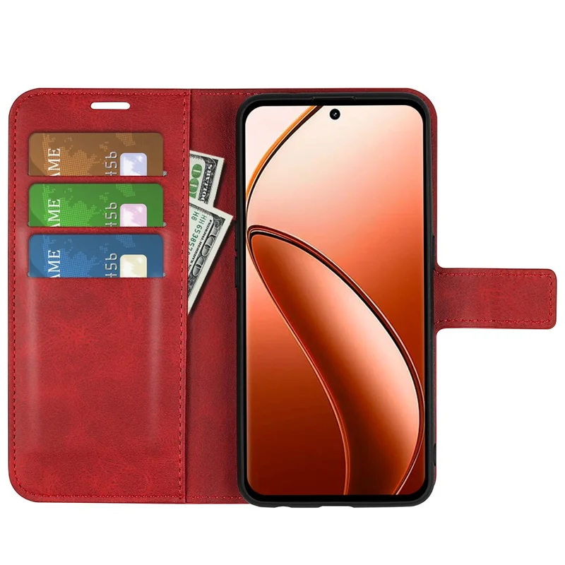 For Realme 12 Pro 5G / 12 Pro+ 5G Wallet Case Magnetic Closure PU Leather Phone Cover - Red