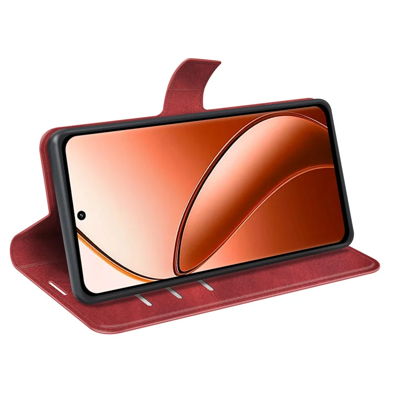 For Realme 12 Pro 5G / 12 Pro+ 5G Wallet Case Magnetic Closure PU Leather Phone Cover - Red