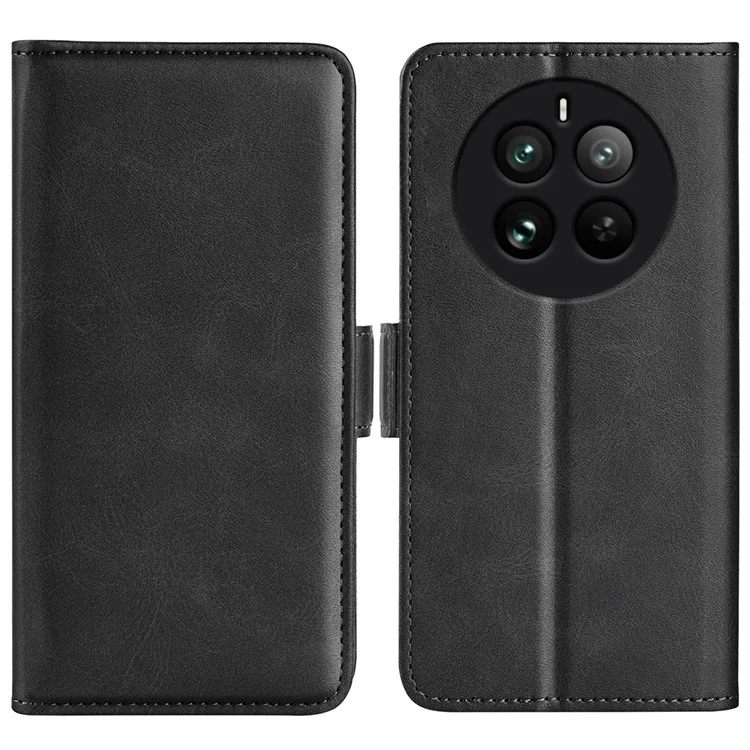 Per Realme 12 Pro 5G / 12 Pro+ 5G Case Dual Magnetic Clasp Leather Cell Phone Cover - Nero