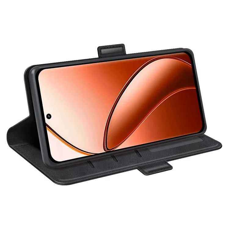 Per Realme 12 Pro 5G / 12 Pro+ 5G Case Dual Magnetic Clasp Leather Cell Phone Cover - Nero