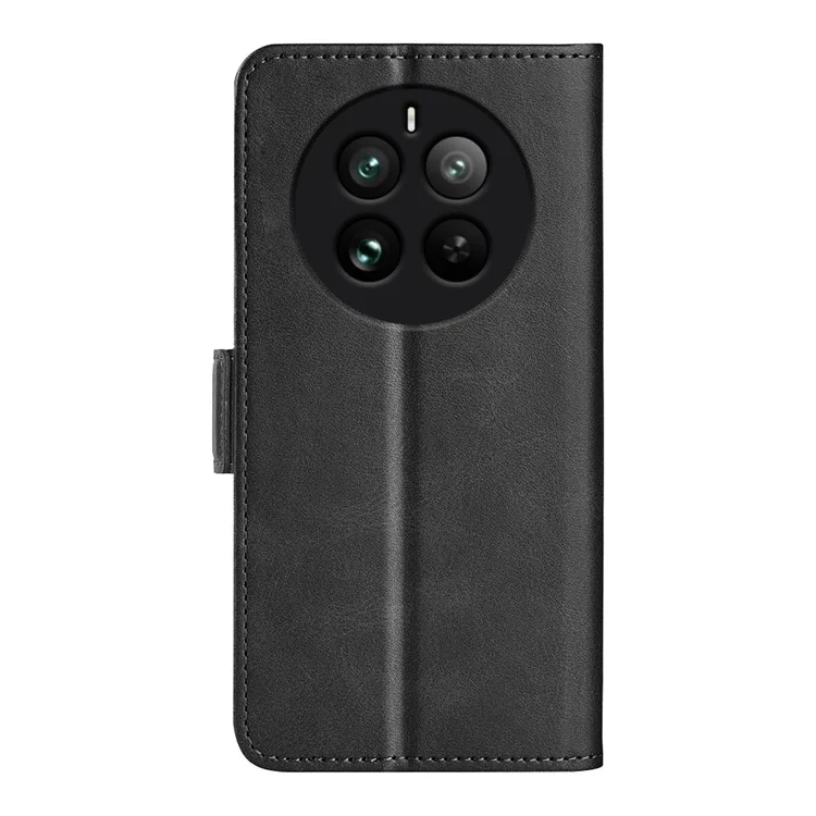 Per Realme 12 Pro 5G / 12 Pro+ 5G Case Dual Magnetic Clasp Leather Cell Phone Cover - Nero