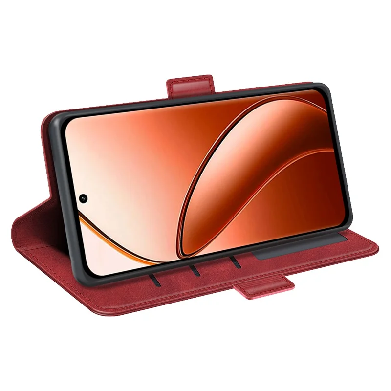 For Realme 12 Pro 5G / 12 Pro+ 5G Case Dual Magnetic Clasp Leather Cell Phone Cover - Red