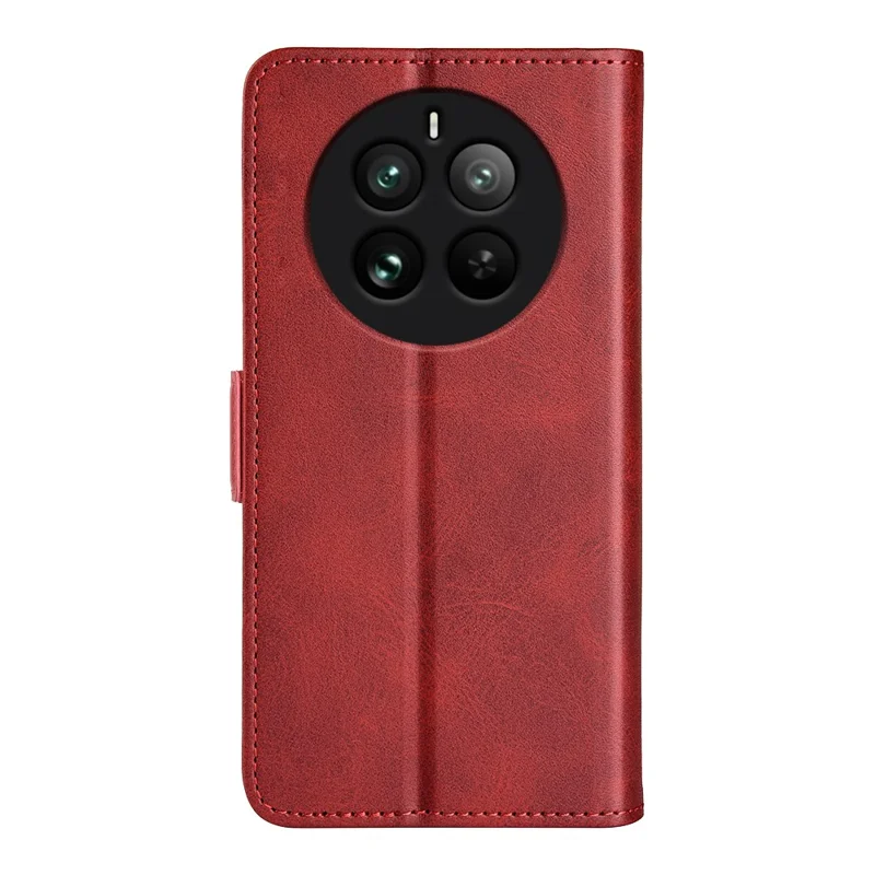 For Realme 12 Pro 5G / 12 Pro+ 5G Case Dual Magnetic Clasp Leather Cell Phone Cover - Red