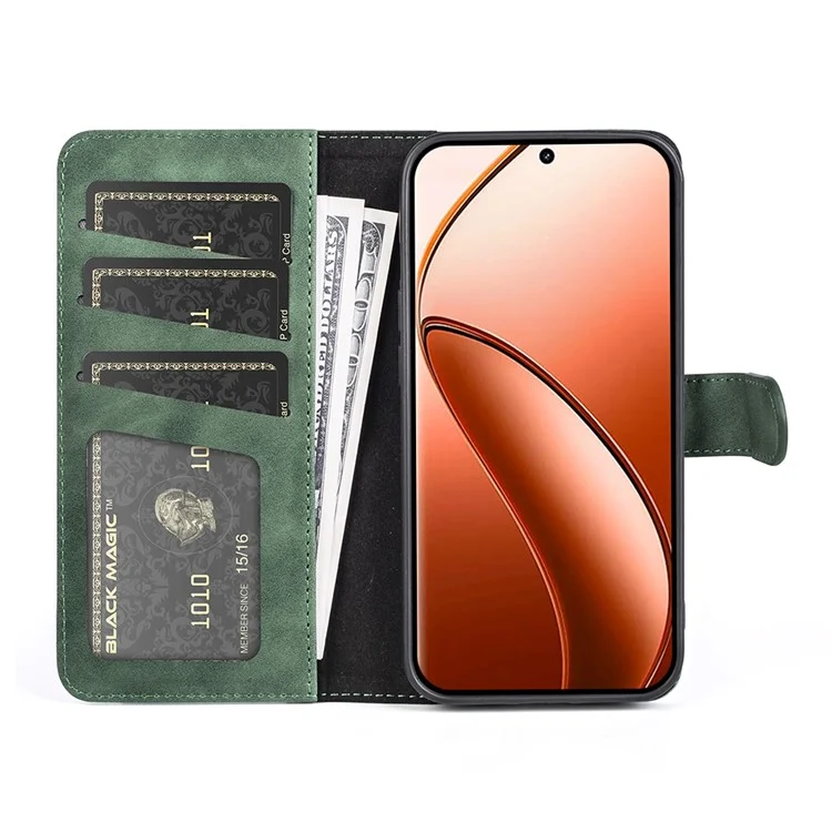 Para Realme 12 Pro 5G / 12 Pro+ 5G Wallet Phone Case Funda de Piel de PU Diseño de Fusión de Colores a Prueba de Golpes - Verde