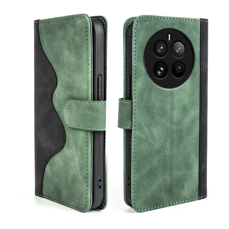 Para Realme 12 Pro 5G / 12 Pro+ 5G Wallet Phone Case Funda de Piel de PU Diseño de Fusión de Colores a Prueba de Golpes - Verde
