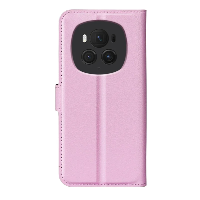 For Honor Magic6 Pro 5G Phone Case Litchi Texture PU Leather Flip Cover - Pink