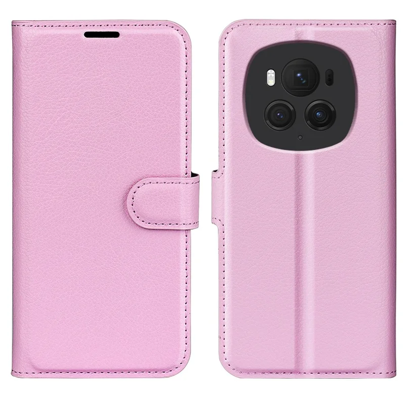For Honor Magic6 Pro 5G Phone Case Litchi Texture PU Leather Flip Cover - Pink
