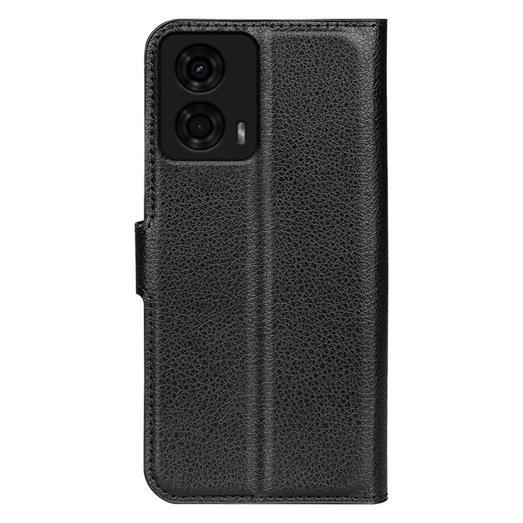 Für Motorola Moto E14 4G / G04 4G / G04s 4G / G24 4G Lederhülle Litchi-Textur Kartenfach Handyhülle - Schwarz