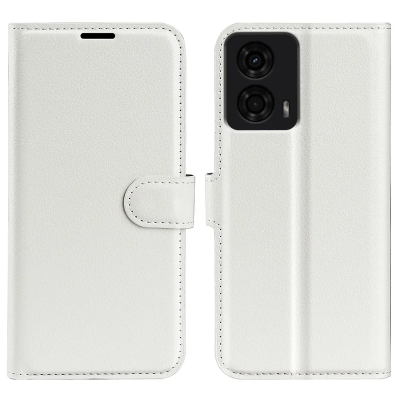 Para Motorola Moto E14 4G / G04 4G / G04s 4G / G24 4G Funda de Cuero Textura Litchi Porta Tarjetas Funda de Teléfono - Blanco